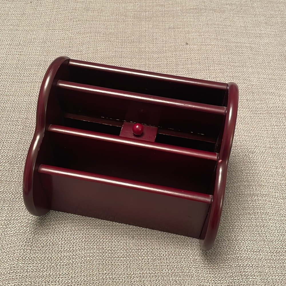Tv Remote Control Caddy Holder or Desktop Organizer Cherry Wood Color - Picture 6 of 10